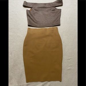 Crop top and body con pencil skirt